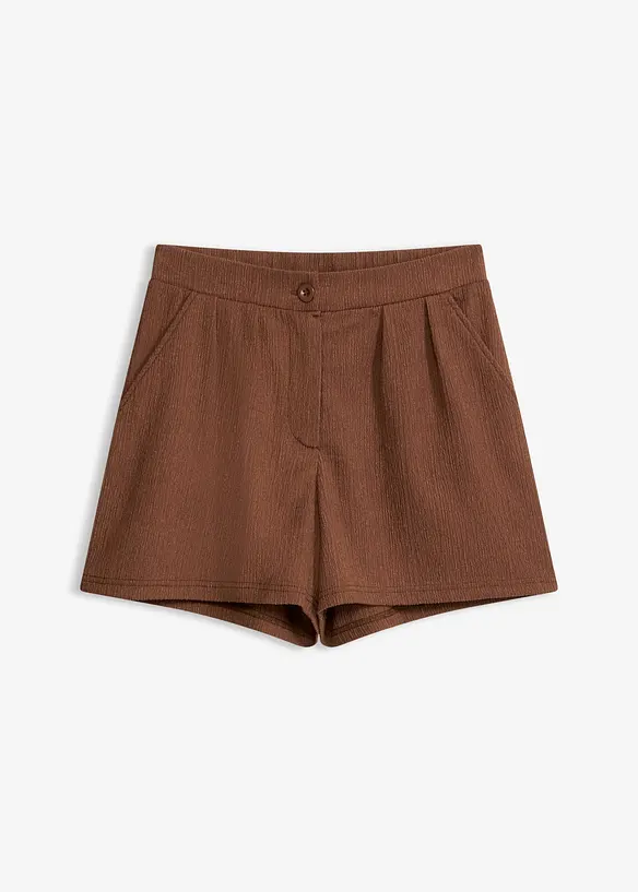 Chino-Shorts aus strukturiertem Crêpe in braun von vorne - bonprix