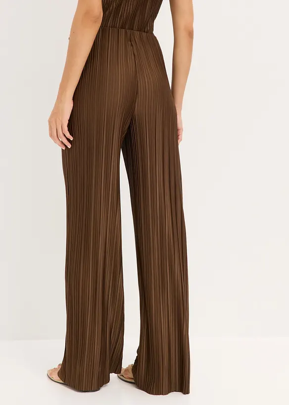 Palazzo-Hose aus strukturiertem Plissee in braun von hinten - bonprix Palazzo-Hose aus strukturiertem Plissee in braun von hinten - bonprix