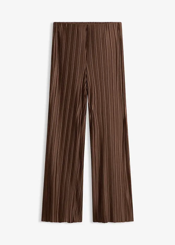 Palazzo-Hose aus strukturiertem Plissee in braun von vorne - bonprix Palazzo-Hose aus strukturiertem Plissee in braun von vorne - bonprix