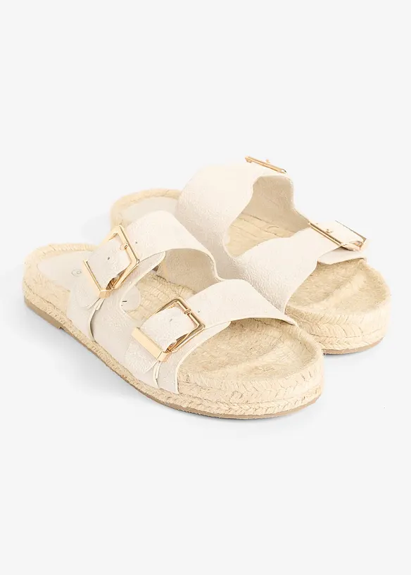 Pantoletten in Bast-Optik in beige - bonprix