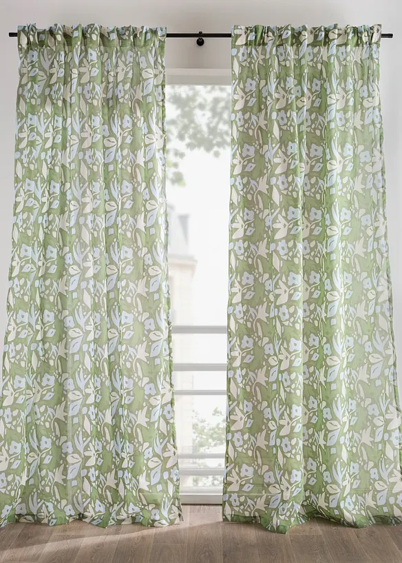 Halbtransparenter Vorhang mit recyceltem Polyester (1er Pack) in grün - bonprix