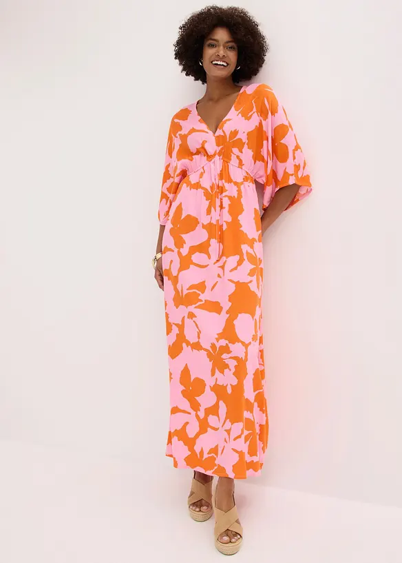 Maxikleid aus fließender Viskose in lila von vorne (Totalaufnahme) - bonprix Maxikleid aus fließender Viskose in lila von vorne (Totalaufnahme) - bonprix