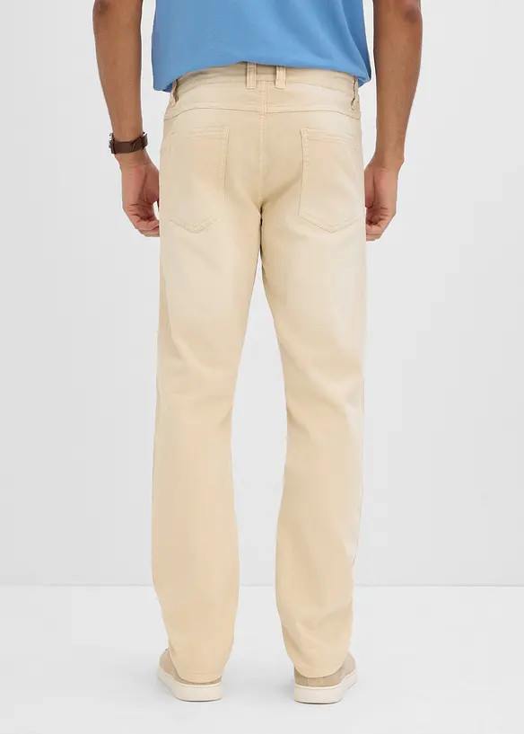 Leichte Regular Fit Jeans mit Dehnbund aus colored Denim, Straight in beige von hinten - bonprix