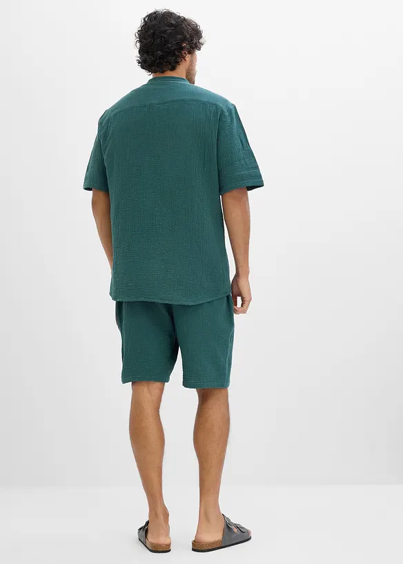 Musselin-Shorts und Hemd (2-tlg.Set) in grün von hinten (Totalaufnahme) - bonprix