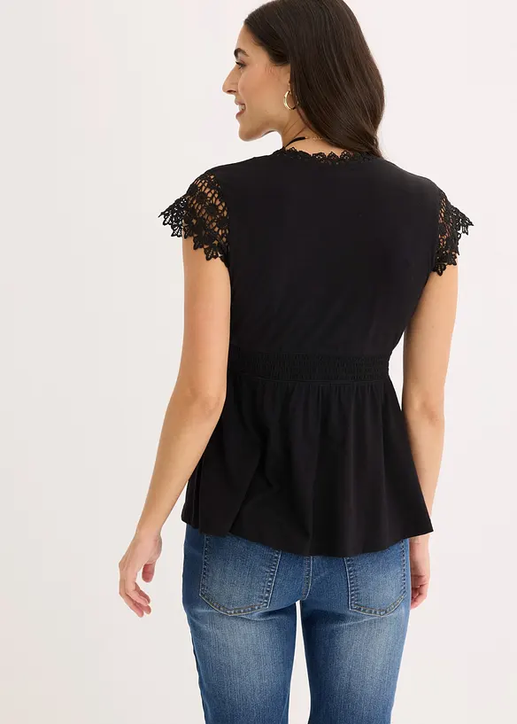 Shirt mit Spitze in schwarz von hinten (im Anschnitt) - bonprix Shirt mit Spitze in schwarz von hinten (im Anschnitt) - bonprix