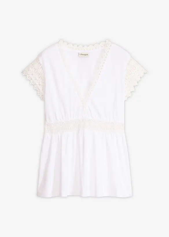Shirt mit Spitze in weiß von vorne - bonprix Shirt mit Spitze in weiß von vorne - bonprix