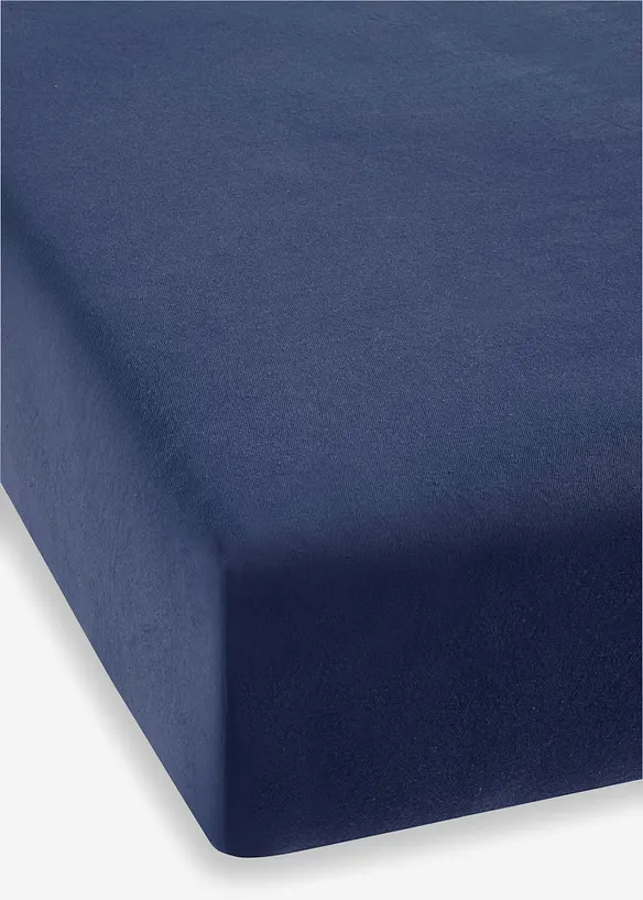 Jersey Spannbettlaken in Trendfarben in blau - bonprix
