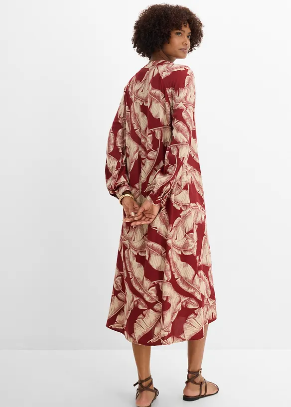 Kaftan-Kleid aus fließender Viskose in rot von hinten (Totalaufnahme) - bonprix Kaftan-Kleid aus fließender Viskose in rot von hinten (Totalaufnahme) - bonprix