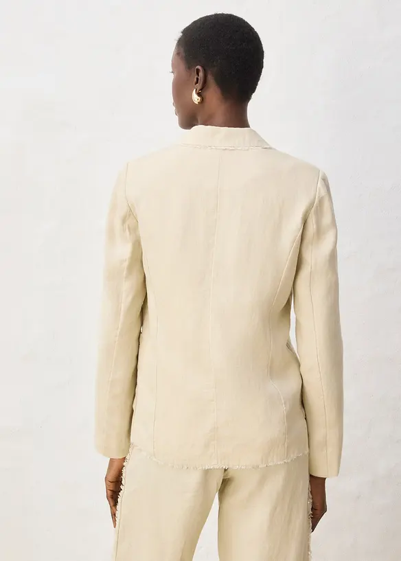 Blazer aus reinem Leinen in beige von hinten (im Anschnitt) - bonprix