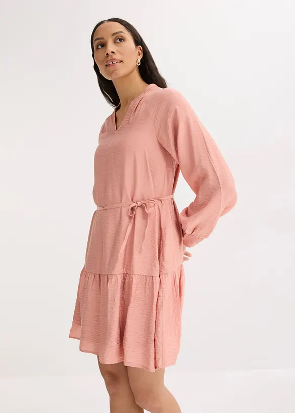 Tunika-Kleid aus softem Viskose-Mix	 in rosa von vorne (Totalaufnahme) - bonprix
