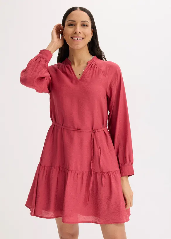 Tunika-Kleid aus softem Viskose-Mix	 in rot von vorne (Totalaufnahme) - bonprix