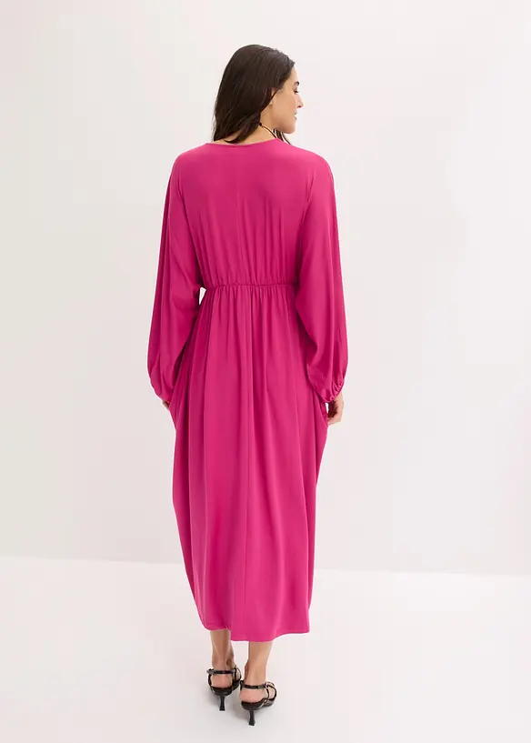 Midikleid mit tiefem Ausschnitt in pink von hinten (Totalaufnahme) - bonprix
