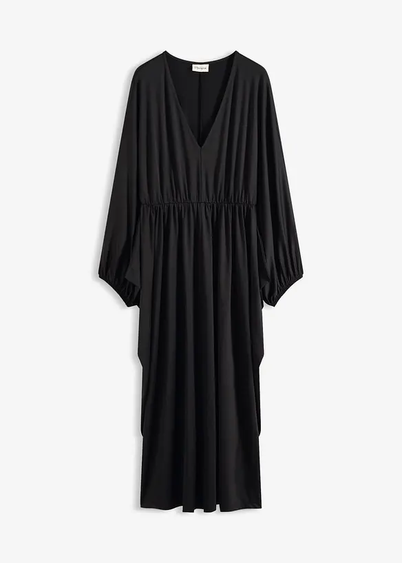 Midikleid mit tiefem Ausschnitt in schwarz von vorne - bonprix