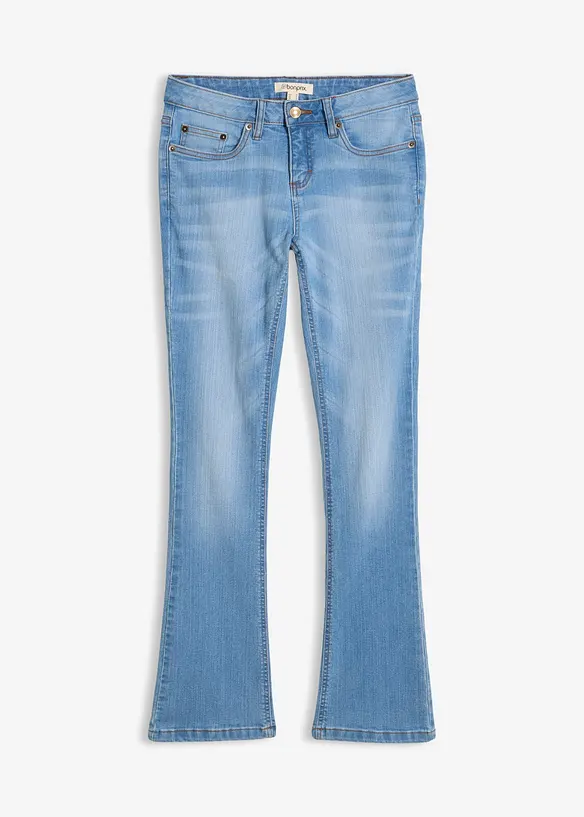 Bootcut-Jeans Mid Waist, Stretch in blau von vorne - bonprix
