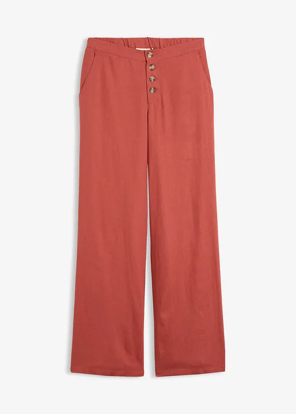 Lange Palazzo-Hose mit Leinen in rot von vorne - bonprix