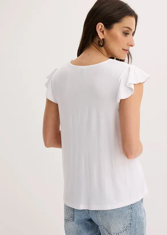 Shirt aus Viskose-Mix in weiß von hinten (im Anschnitt) - bonprix