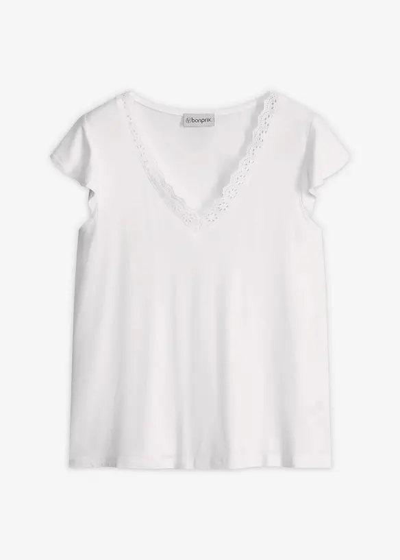 Shirt aus Viskose-Mix in weiß von vorne - bonprix