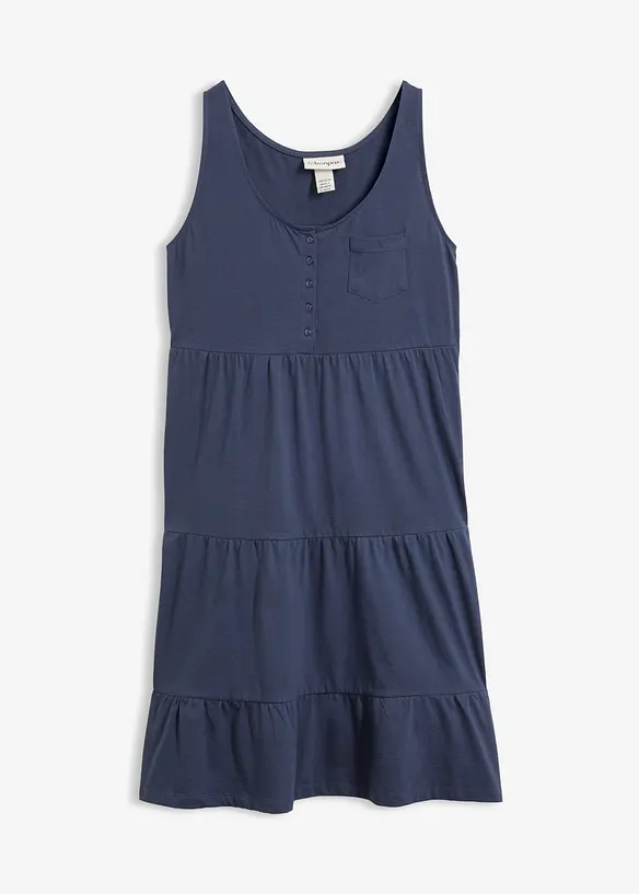 Baumwoll Jerseykleid, kurz in blau von vorne - bonprix
