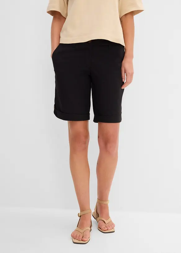 Stretch-Bermuda in schwarz von vorne - bonprix Stretch-Bermuda in schwarz von vorne - bonprix