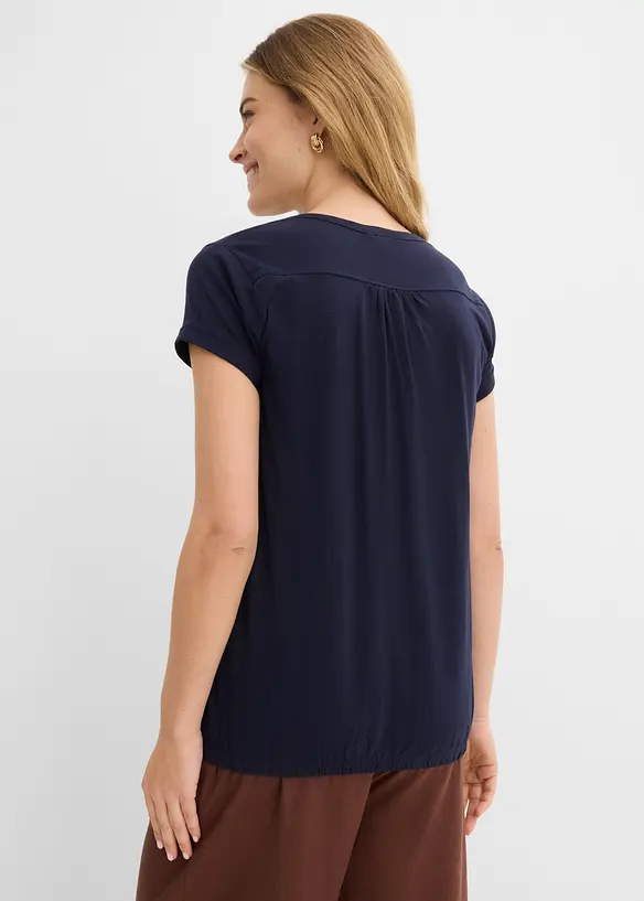 Baumwoll-Shirt, Kurzarm in blau von hinten (im Anschnitt) - bonprix