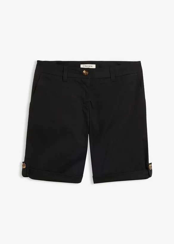 Stretch-Bermuda in schwarz von vorne - bonprix Stretch-Bermuda in schwarz von vorne - bonprix
