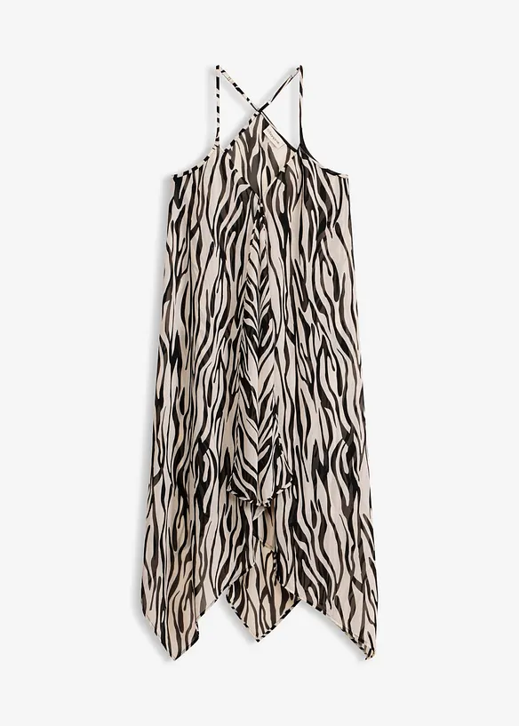 Transparentes Strand Maxikleid aus leichtem Chiffon in schwarz von vorne - bonprix
