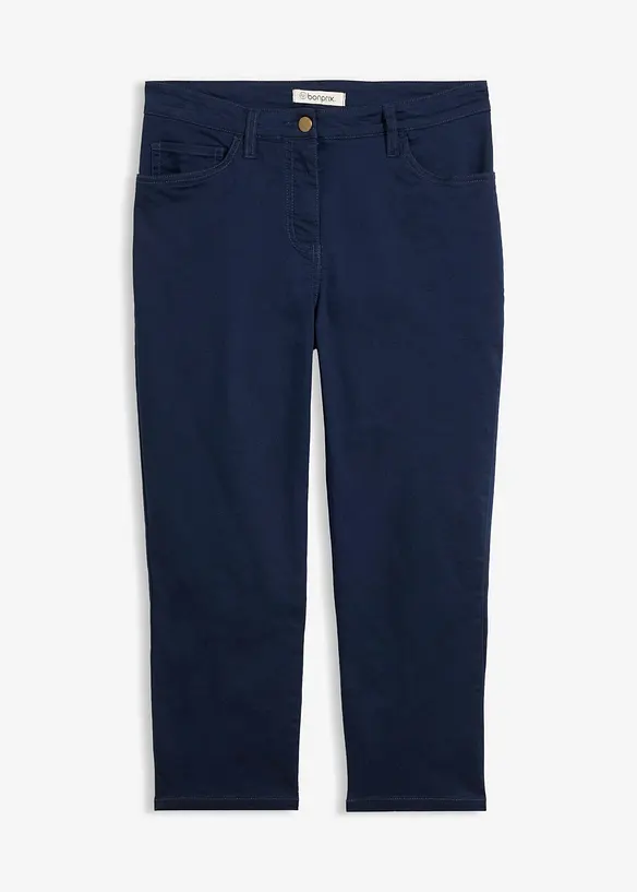 3/4 Jeans mit Bequembund aus Baumwoll-Mix in blau von vorne - bonprix