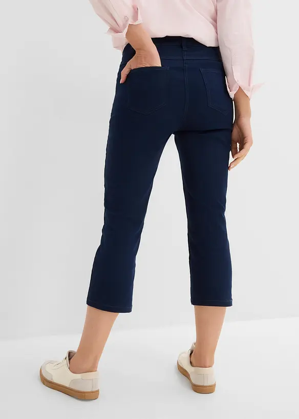3/4 Jeans mit Bequembund aus Baumwoll-Mix in blau von hinten - bonprix