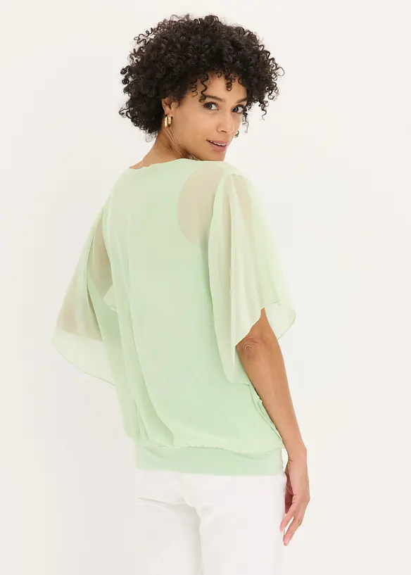 Chiffonbluse mit Fledermausärmel in grün von hinten (im Anschnitt) - bonprix