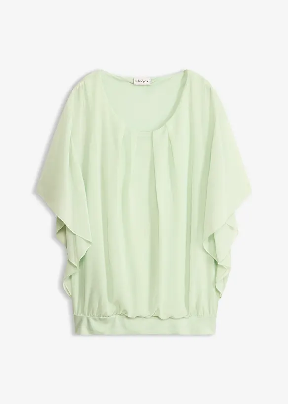 Chiffonbluse mit Fledermausärmel in grün von vorne - bonprix