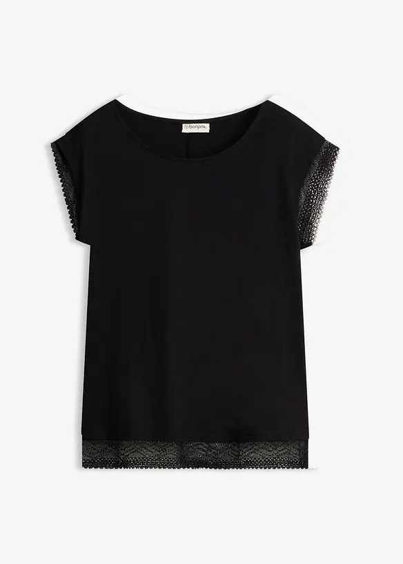 Boxy-Shirt aus reiner Bio-Baumwolle in schwarz von vorne - bonprix Boxy-Shirt aus reiner Bio-Baumwolle in schwarz von vorne - bonprix
