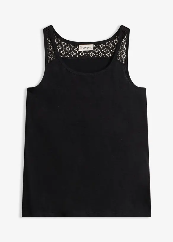 Tanktop aus Baumwolle in schwarz von vorne - bonprix Tanktop aus Baumwolle in schwarz von vorne - bonprix