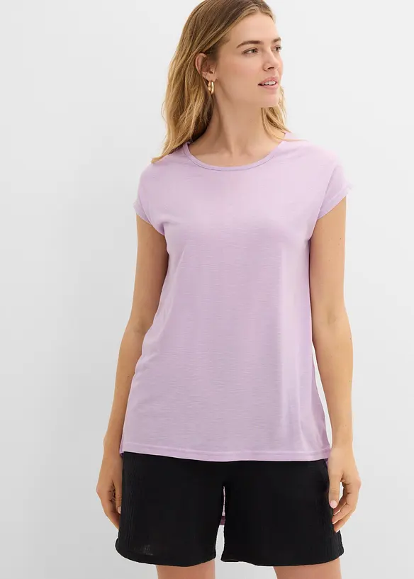 Longshirt aus Viskose-Mischung in lila von vorne (im Anschnitt) - bonprix Longshirt aus Viskose-Mischung in lila von vorne (im Anschnitt) - bonprix