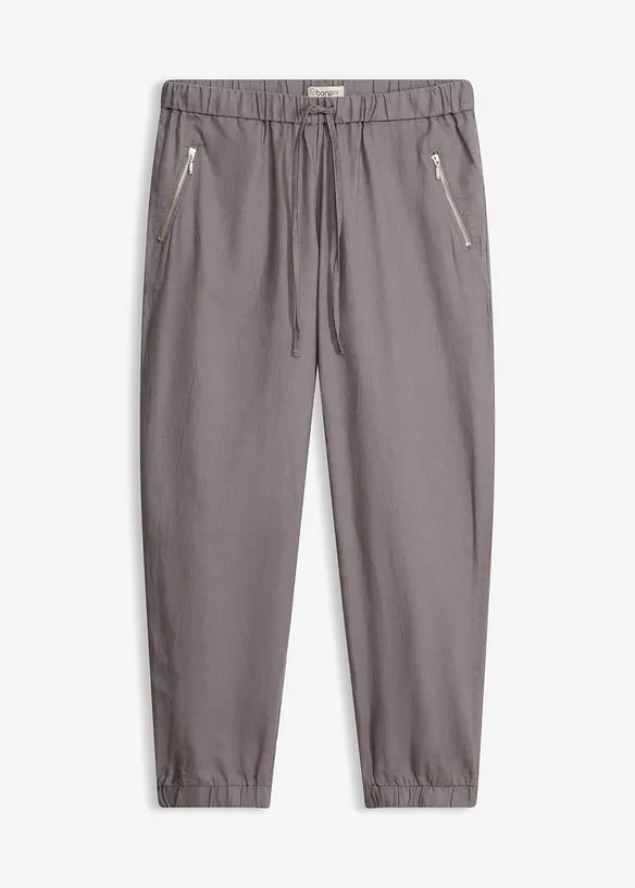 7/8-Hose aus luftigem Leinen-Mix in grau von vorne - bonprix