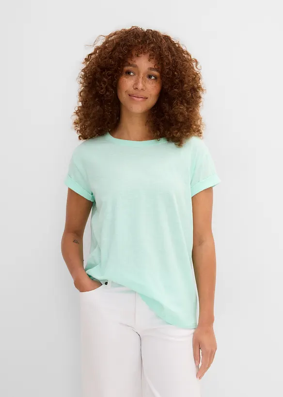 Boxy-Shirt in grün von vorne (im Anschnitt) - bonprix