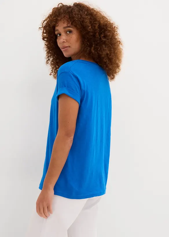 Boxy-Shirt in blau von hinten (im Anschnitt) - bonprix