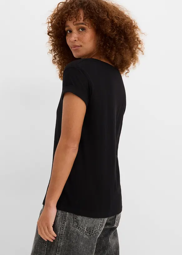 Boxy-Shirt in schwarz von hinten (im Anschnitt) - bonprix