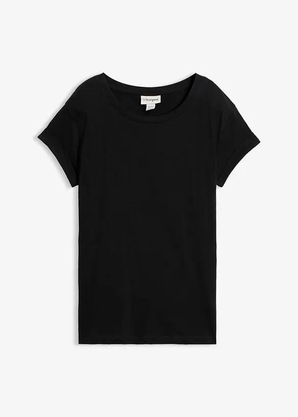 Boxy-Shirt in schwarz von vorne - bonprix