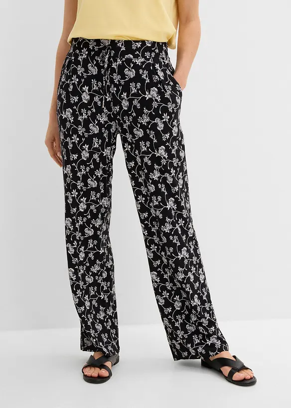 Palazzo-Hose aus Viskose-Mix in schwarz von vorne - bonprix