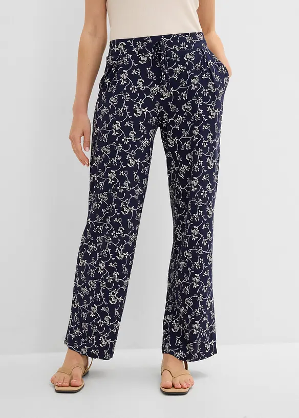 Palazzo-Hose aus Viskose-Mix in blau von vorne - bonprix