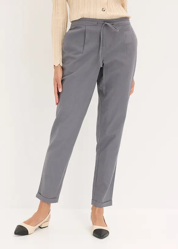 Leinenhose aus einem Leinen-Mix in grau von vorne - bonprix