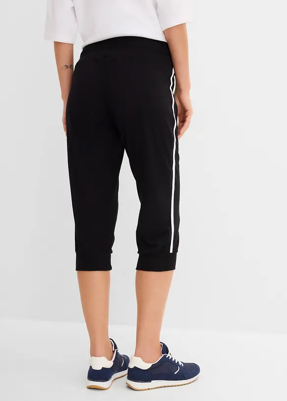 Jogginghose aus Baumwolle (2er Pack), Capri-Länge in schwarz von hinten - bonprix