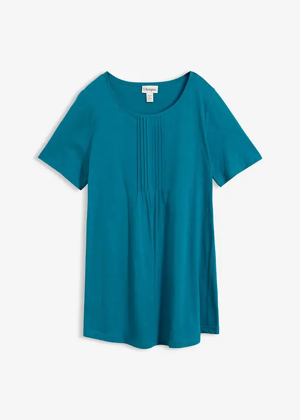 T-Shirt in A-Linien-Form, kurzarm in petrol von vorne - bonprix