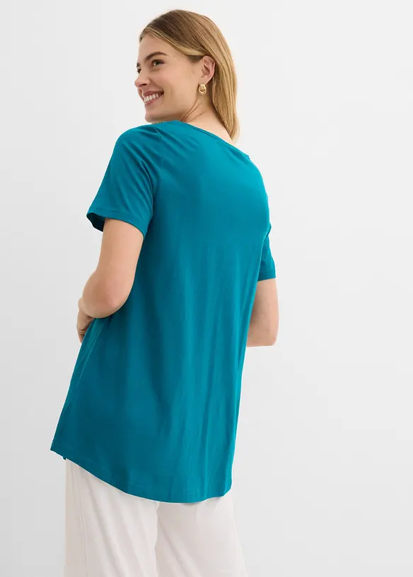 T-Shirt in A-Linien-Form, kurzarm in petrol von hinten (im Anschnitt) - bonprix