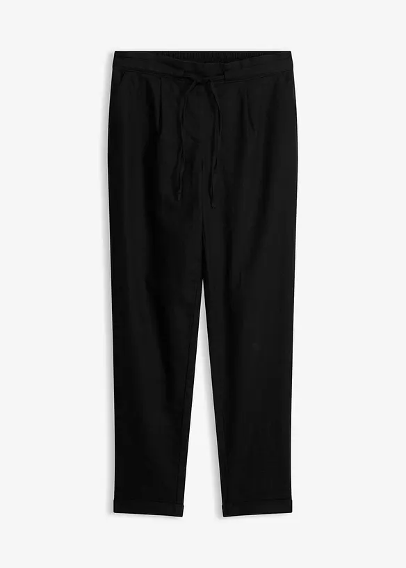 Leinenhose aus einem Leinen-Mix in schwarz von vorne - bonprix