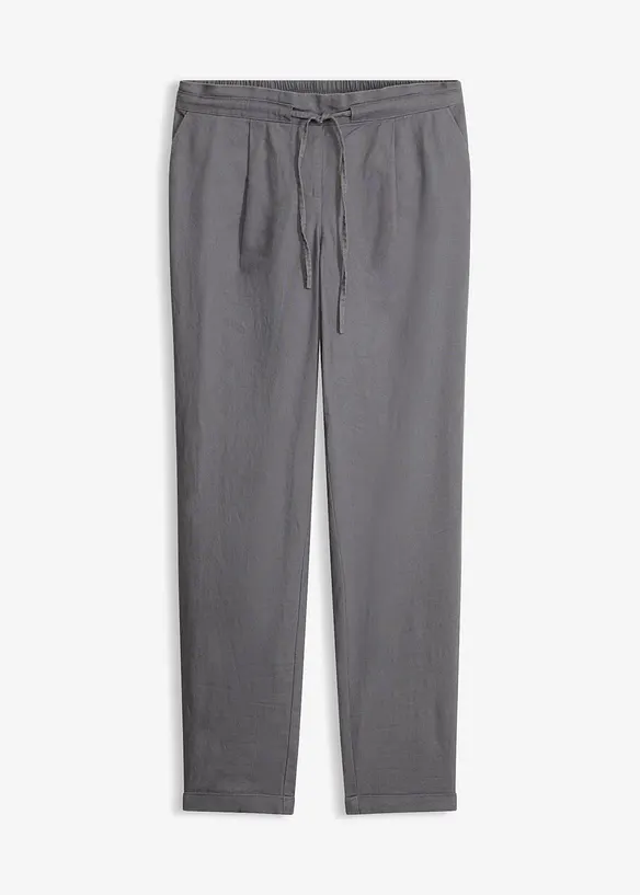 Leinenhose aus einem Leinen-Mix in grau von vorne - bonprix