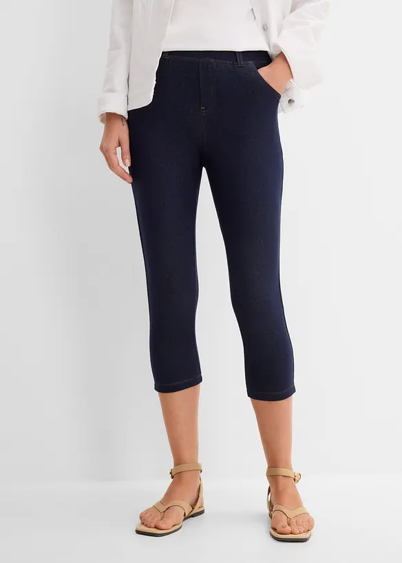 Capri-Leggings in Jeansoptik in blau von vorne - bonprix