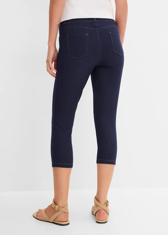 Capri-Leggings in Jeansoptik in blau von hinten - bonprix