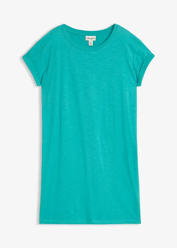 Shirtkleid aus reiner Bio-Baumwolle in grün von vorne - bonprix