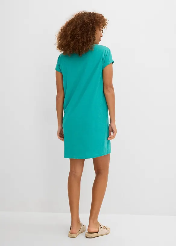 Shirtkleid aus reiner Bio-Baumwolle in grün von hinten (Totalaufnahme) - bonprix
